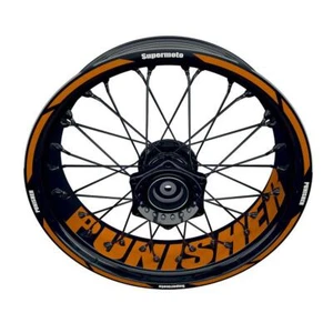 Pegatina llanta moto Wheelsticker Punisher naranja Supermoto - Imagen 1 de 2