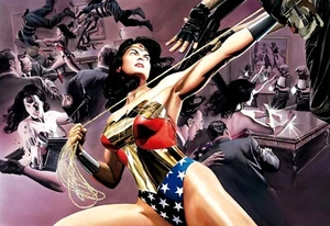 Superheroine Wonder Woman Gold Lasso of Truth Bracelets Fine Art Giclée Tribute - Picture 1 of 1