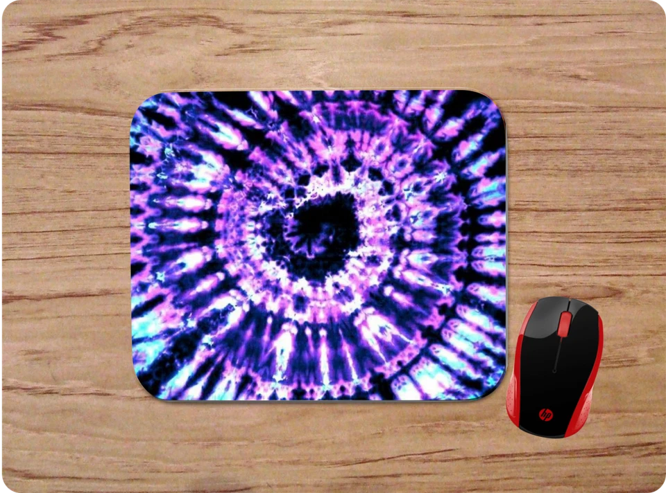 PURPLE TIE DYE SWIRL CUSTOM MOUSE PAD MAT NON-SLIP NEOPRENE HOME OFFICE GIFT - Image 1 of 1