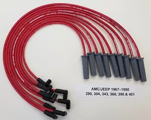 for AMC/JEEP 1967-90 290 304 343 360 390 401 RED 8.5mm HEI SPARK PLUG WIRES USA - Picture 1 of 1
