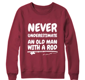Niemals Underestimate an Old Man Mit Stange Sweatshirt Fischer Hunter Neuheit - Picture 1 of 16