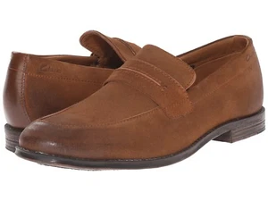 NEW CLARKS MEN'S BROWN HAWKLEY FREE TOBACCO SUEDE LOAFER SZ 8M & 10M 26115424 - Picture 1 of 11
