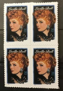 I Love Lucy Lucille Ball mint self-adhesive block 4 of stamps 2001 USA #3523 - Picture 1 of 1