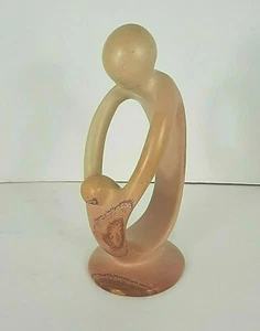 Sculpture Mother & Child Kisii Kenya Africian Soap Stone Hand Carved Vintage - Picture 1 of 4
