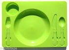 New Hot Green Plastic Picnic Tableware All In One Compartment Kids BBQ Tray Set