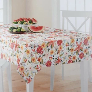 Fabric Tablecloth 60x102 Spring Flowers Floral Garden - Picture 1 of 3