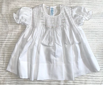 Feltman Bros NB Newborn White Smocked Dress  Reborn Doll NWOT Rosettes - Image 1 of 3