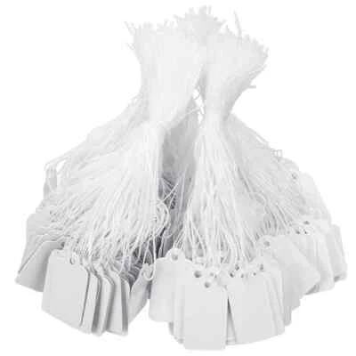 Garage Sale Price Tags Size #5 Blank White Merchandise Hang String Strung New - Image 1 of 4