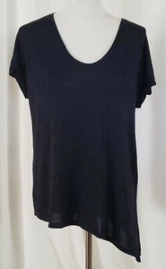 Top de punto para mujer Apt.9 talla L azul marino negro manga corta dobladillo asimétrico - Imagen 1 de 6