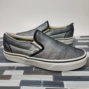 Vans Women Classic Metallic Silver Slip On Sneakers US Size 6.5 UK 4 EUR 36.5 - Picture 1 of 7
