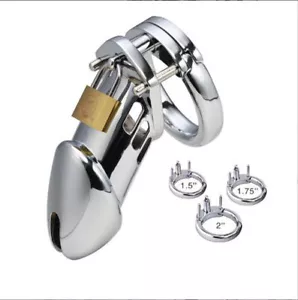 Steel plated Men's Chastity Device Belt penis Cage 3 sizes for choose Long Size - Picture 1 of 16