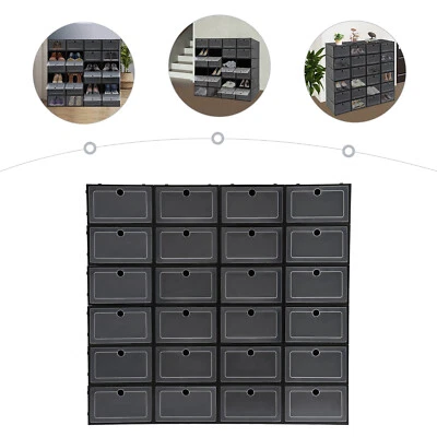 24 Pack Shoe Storage Boxes, Stackable Shoe Boxes, Shoe Storage Organizer NEW - Image 1 of 4