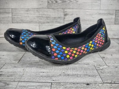 Corkys Women's Sidewalk Ballet Flats Bright Rainbow Elastic Weave Upper 8 New  - Image 1 of 4