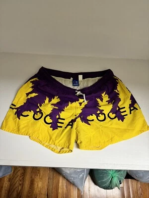 Bañador corto Ocean Pacific grande vintage púrpura amarillo LSU Foto 1 de 3