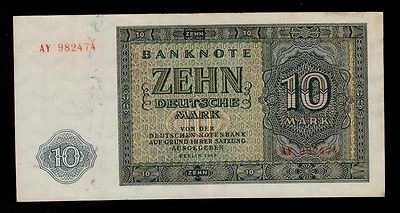 GERMANY DEMOCRATIC REPUBLIC  10 DEUTSCHE MARK 1948 AY PICK # 12a XF. - Image 1 of 2
