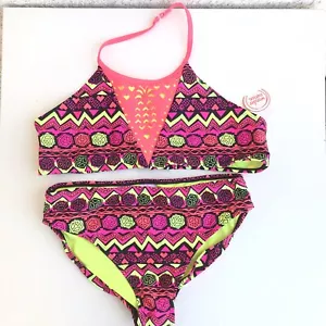 Wonder Nation Girls Two Piece Swimsuit Set Fully Lined Size XLarge 14-16 NEW - Picture 1 of 12