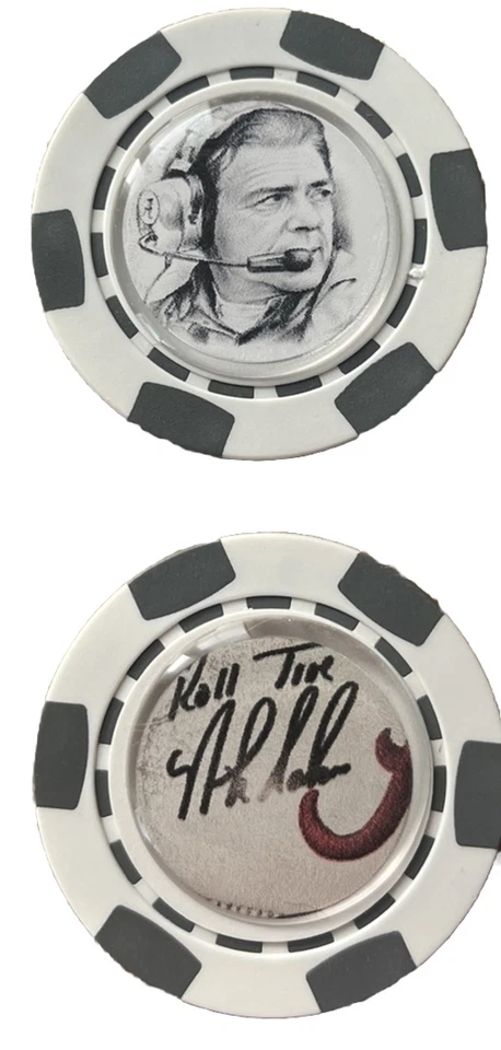 NICK SABAN - ALABAMA SEC LEYENDA DEL FÚTBOL - *FIRMADO* - MARCA BOLA CON FICHAS DE PÓKER Foto 1 de 1