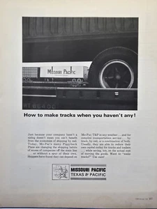 Missouri Pacific Texas & Pacific Railroad Piggyback Plans Vintage Print Ad 1965 - Picture 1 of 4