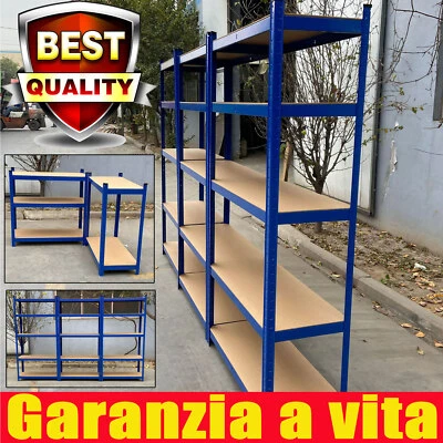 Scaffale 5 Ripiani Mensola Metallo Zincato Garage Cucina Carichi Pesanti 875 kg - Immagine 1 di 4