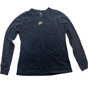 Nike Cheetah Black T-Shirt Womens Small Long Sleeve - Picture 1 of 10