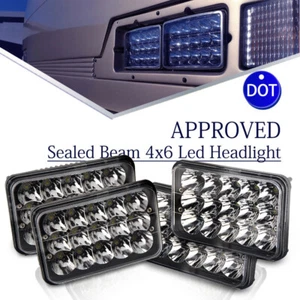 DOT 4x 4X6" LED Headlights Hi/Lo 75W White Light Bulbs Sealed Beam Fog Headlamp - Picture 1 of 8