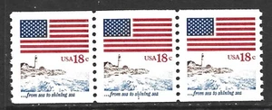 United States, Scott #1891, 18c Flag and Anthem, Strip of 3, PL#1, MNH - Picture 1 of 1