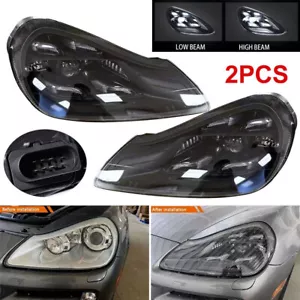 Pair Matrix LED Headlights DRL Assembly Upgrade For Porsche Cayenne 957 2007-10 - Picture 1 of 12