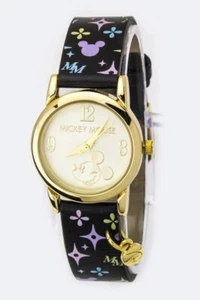 Disney MU3006 Mickey Mouse Damen Echtleder Multi-Printed Uhr mit Anhänger - Bild 1 von 1