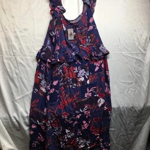 Womens Blue & Red Floral Print Off the Shoulder Midi Dress SizeXXXL - Picture 1 of 12