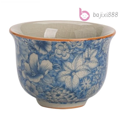 Jingdezhen Ice Crack Ceramics Retro Blue White Entwined Pattern Master's Cup  - Image 1 of 4