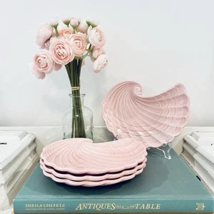 Vtg Shafford Original Shell Pink Plates Set Of 4 MCMLXXXlll Hollywood Regency - Picture 1 of 4