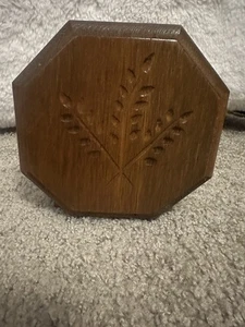 Wooden Napkin Holder with Wheat Carving Design - Picture 1 of 6