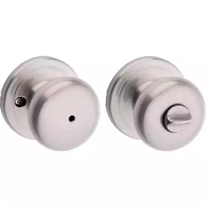 Kwikset Juno Interior Privacy Door Knob w Lock Handle Satin Nickel Bed Bath - Picture 1 of 1