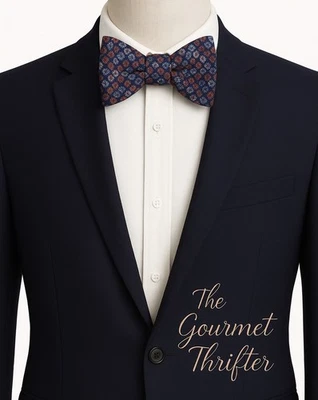 Pajarita Cremieux Para Hombre 100% Seda Azul Marino Floral Auto-Corbata - Nueva con Etiquetas Elegante Estampado Foto 1 de 4