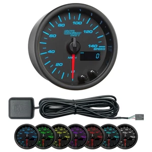 GlowShift Black 7 Color 140 MPH In-Dash GPS Speedometer Gauge Kit 85mm 3-3/8" - Picture 1 of 6