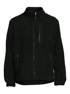 Chaqueta George Para Hombres Cremallera Completa Sherpa Cuello Simulado Negro Hollín Talla Pequeña - Imagen 1 de 2