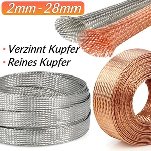 Reines Kupfer/Verzinnt Kupfer Abschirmung Kabelmantel Geflechtschlauch Metall - Picture 1 of 11