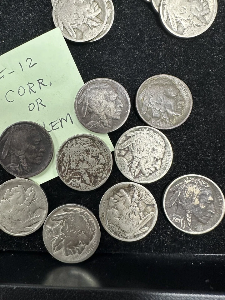 1915 D Denver 5 Cents Buffalo Bison Indian Nickel Lot Of 9 Coins - Image 1 of 4