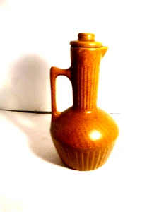 Vintage braun Monmouth Ahornblatt gestempelt Keramik Krug oder Karaffe mit Deckel USA - Bild 1 von 4