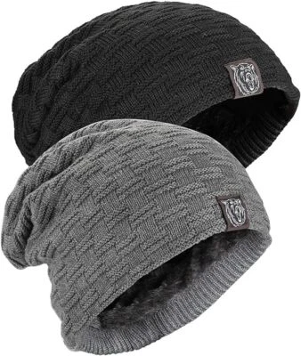 Kungber Slouch Long Beanie Mütze Damen und Herren Winter Strickmützen Unisex