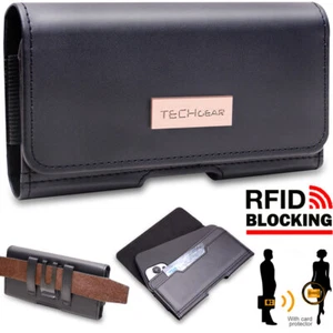 for iPhone 16 15 14 13 12 Pro Leather Holster RFID Card Wallet Pouch Belt Case - Picture 1 of 10