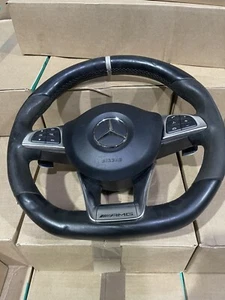 Mercedes C63 S AMG W205 Steering Wheel Complete Leather + Stripe 2018 - Picture 1 of 3