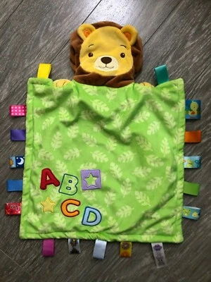 Taggies Peek A Boo Lion ABCD Manta Bebé Hojas Verdes Seguridad Lovey Usada Foto 1 de 4