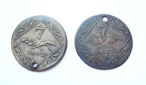 AUTRICHE lot de 7 kreuzer 1802 - Foto 1 di 2