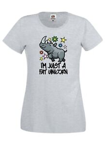 Unicorn T Shirt Fat Unicorn Ladies Womens Cotton Tee Shirt Tshirt T-Shirt New