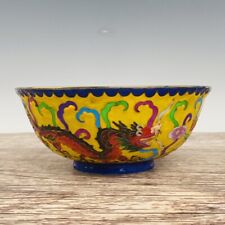 7.1" Old Song dynasty Porcelain ding kiln marked colour enamels gilt Dragon bowl