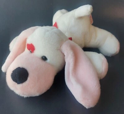 Russ Berrie White Pink Valentine Dog Plush Heart Patch  Puppy Cyrano Floppy Soft - Image 1 of 4