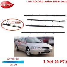 For Accord Sedan 1998-02 Window Weatherstrip 4PC Sweep Molded Trim Outer Chrome