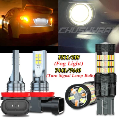 4x Lámpara LED intermitente + bombilla antiniebla blanco ámbar para Infiniti QX70 2014-2018 Foto 1 de 4