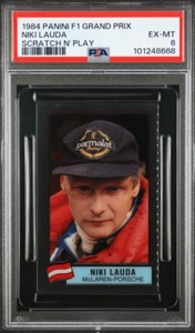 Tarjeta de carreras Panini F1 Grand Prix 1984 Scratch N Play Niki Lauda F1 PSA 6 EX-MT - Imagen 1 de 4